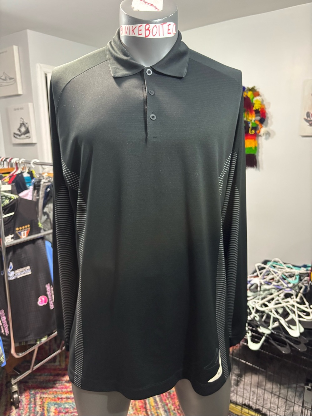 nike golf tour performance men’s black long sleeve polo shirt size xl Vintage
